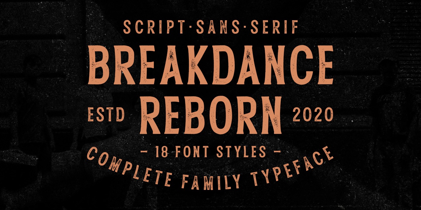 Ejemplo de fuente Breakdance Reborn Stamp Oblique